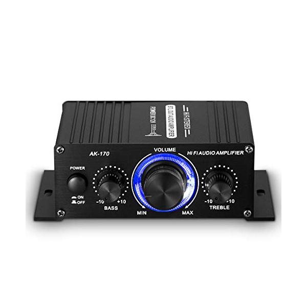 -/電源アダプター付属/AK-170・パッケージ個数:1・小型で強力なデジタルパワーアンプ： AK-170は、コンパクトなサイズながらも最大出力20W + 20Wの電力を発揮するデジタルパワーアンプです。12V/5A電源アダプターを付属して...