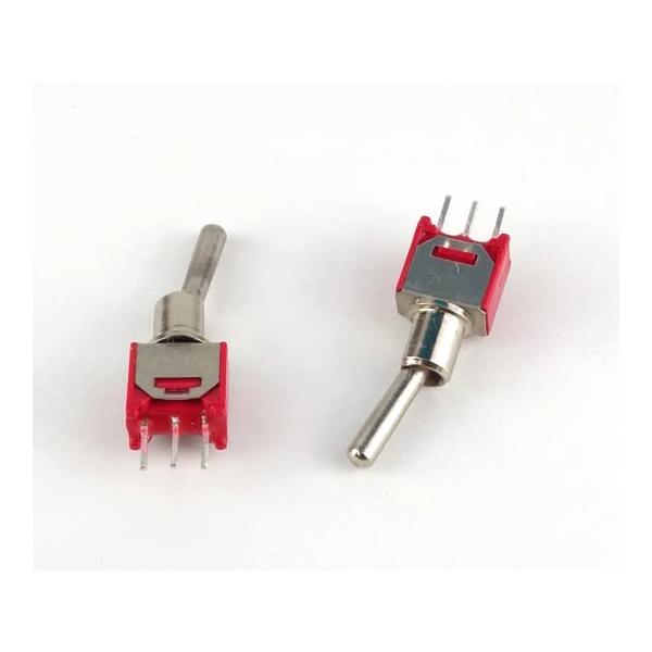 パッケージ個数:1・事業者向け商品です・基板取り付け用のトグルスイッチ、固定金具なしのスリムタイプオルタネイト2.54mmピッチ固定用金具なし