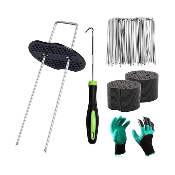 他サイト： 15cm 200本セットUピン杭 黒丸付き 防草シート 除草シート 固定用 押さえピン 園芸用シート 15x3x15の商品画像