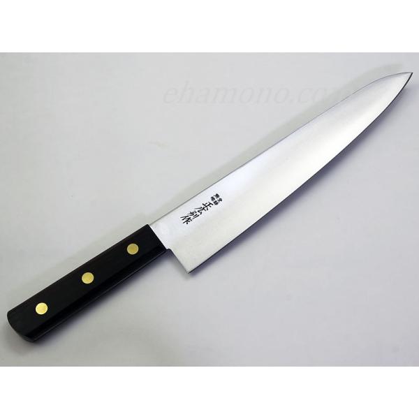 刃渡り240mmの使いやすい平切（牛刀・肉切り包丁）です。女性などが店頭でお肉を切る場合には、この8寸（240）が使いやすいです。★肉職人御用達！【正広別作】シリーズ。高品質でお手頃価格の包丁は、全国のお肉屋さん、焼肉店からハンターまで、お...