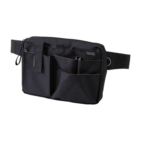 収納・バッグ・財布 収納文具エプロンバッグ クツワ KUTSUWA 文具エプロンバッグ マチ付 BE020BK ブラック