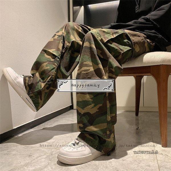 カーゴパンツ ワイドパンツ 迷彩柄 メンズ ゆったりウォッシャブル