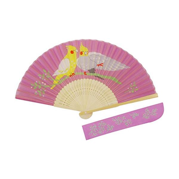 原産国:中国材質:絹扇子 シルク扇子 和柄 オカメオンコ とり トリ イラスト うちわ 海外土産 プレゼント 夏用雑貨 夏まつり 花火大会