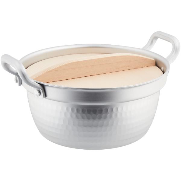 北陸アルミ 段付鍋 木蓋付き 18.5cm アルミ ガス火 日本製 煮物 萬彩伝