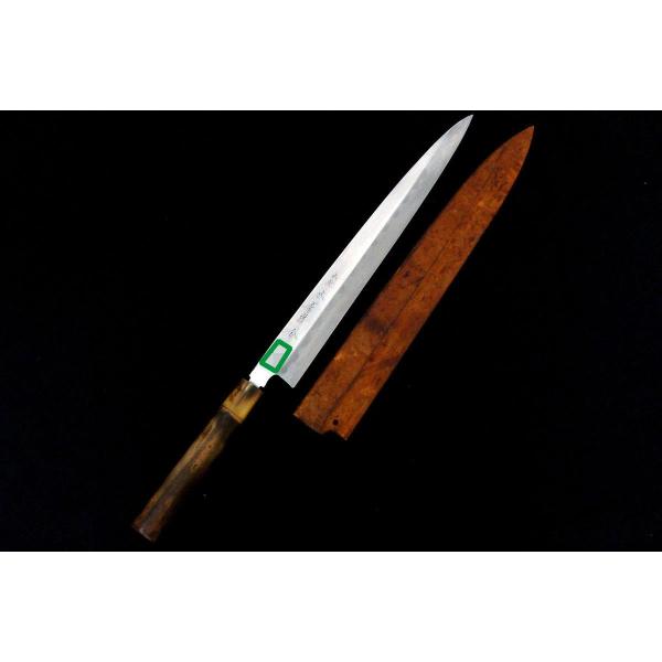 木屋 美品｜木屋 請合 柳刃包丁 尺一 本焼 朴柄 名入 鞘付 λA5486-2L3