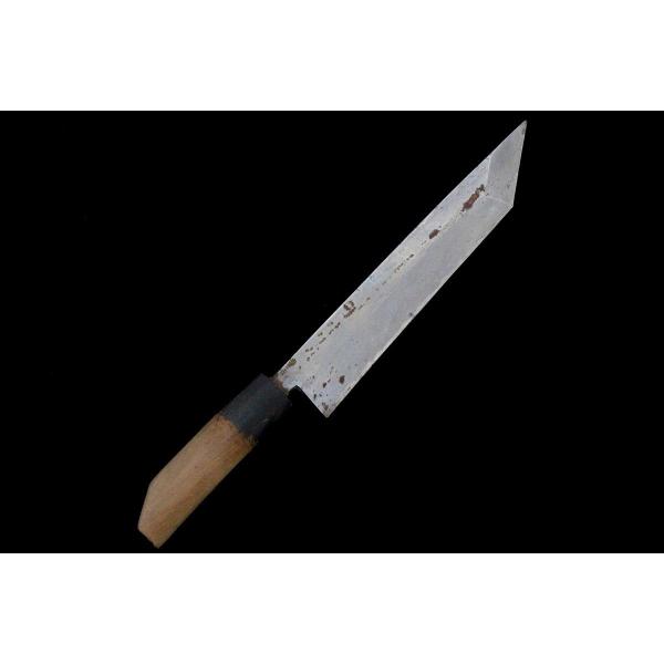 美品｜正久 鰻裂包丁 江戸裂き 霞 七寸 純日本鋼 特製 朴柄 KN02-A8445