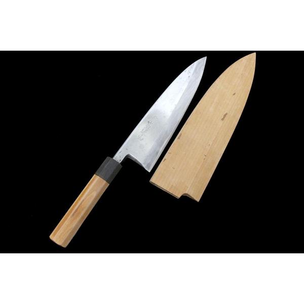 並品｜泳宮蓮山 出刃包丁 霞 七寸 朴柄 白鞘付 KN02-A10668-2L3B