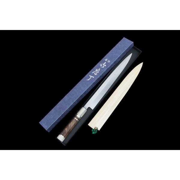 美品｜無銘 柳刃包丁 V金本焼 尺 銀巻 黒檀柄 白鞘付・箱付 KN02-B4789