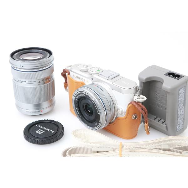 【全額返金保証】並品｜オリンパス OLYMPUS PEN E-PL9 EZダブルズームキット[ホワイト] CA01-M6606-2P1A