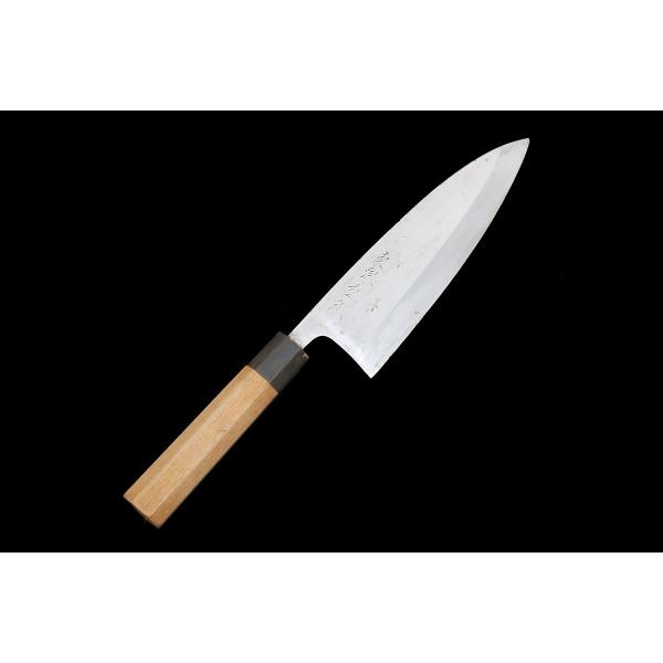 良品｜銘不明 東源重紀　出刃包丁 霞 七寸 本鍛錬 青二鋼 極上 朴柄 KN02-B6047-2L1D