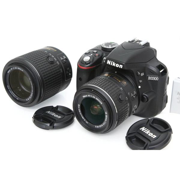 【全額返金保証】良品｜ニコン D3300 ダブルズームキット [ブラック]（センサー清掃済み） CA01-R6536-3U1A