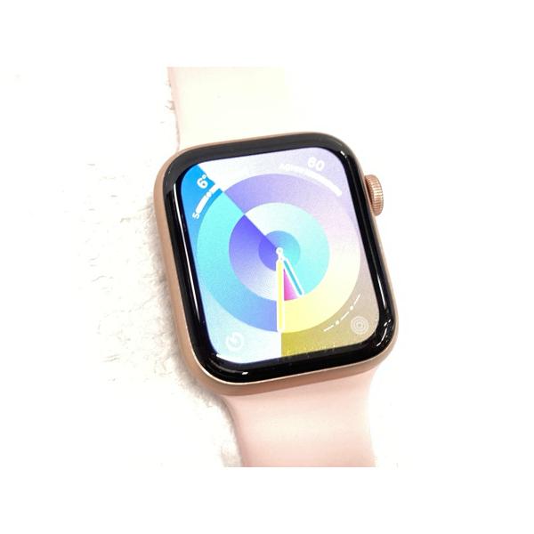Apple Watch SE (GPS)44 mmケース（モデル：A2352）ゴールドのアルミニウム製Ion-Xガラス、Retinaディスプレイ、セラミック裏蓋44MM ピンクサンドスポーツバンド （S/M）＆（M/L）●内蔵ストレージ容量...