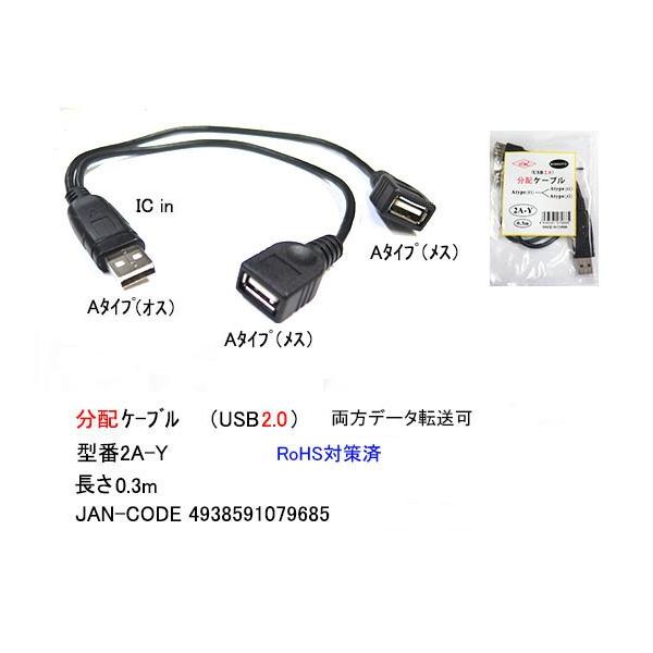 USB分配ケーブル USB A(オス) - USB A(メスx2) COMON 2A-Y
