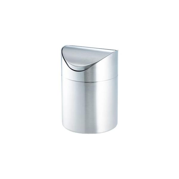 【取寄品 出荷：約5−9日 土日祝除く】蓋がくるっと回転して閉まるダストボックス。洗面・脱衣所などに。お手入れがしやすく衛生的に使用できるステンレス製。