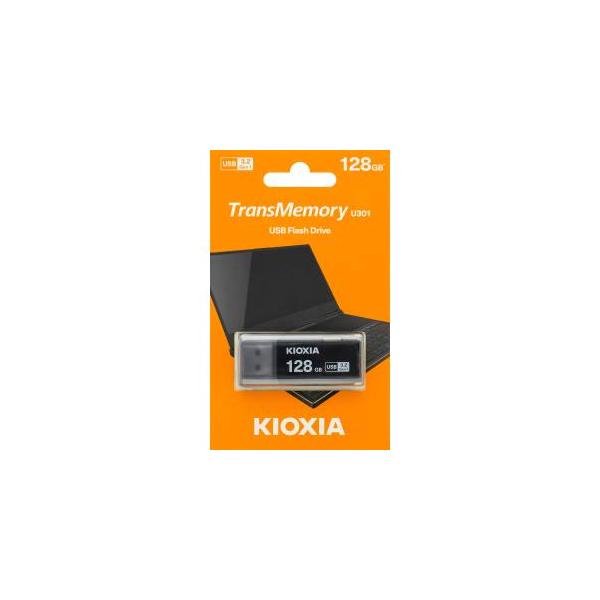 USBメモリ 128GB USB3.2 Gen1 USB3.0 KIOXIA キオクシア TransMemory U301 キャップ式 USB-Aタイプ シンプル 小型 ブラック 海外リテール LU301K128GG4 ◆メ