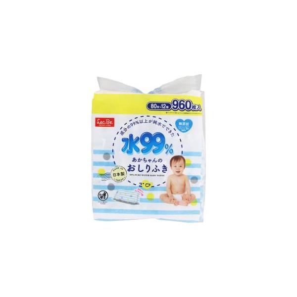 他サイト： レック 水99% おしりふき 80枚×12個入り E90568の商品画像