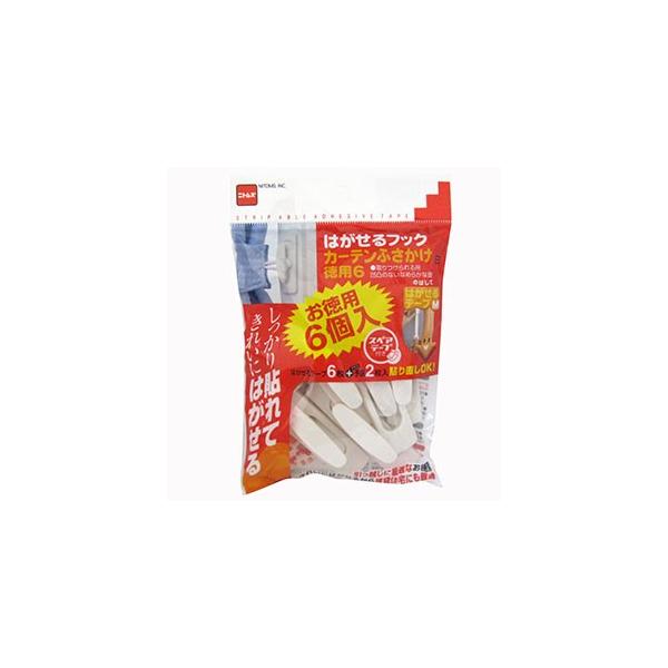 他サイト： ニトムズ H3120 はがせるフック カーテンふさかけ 白 徳用6個入の商品画像