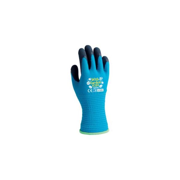 他サイト： トワロン W382-XS 天然ゴム背抜き手袋 WITHGARDEN KIDS アクアブルー 6/XSの商品画像