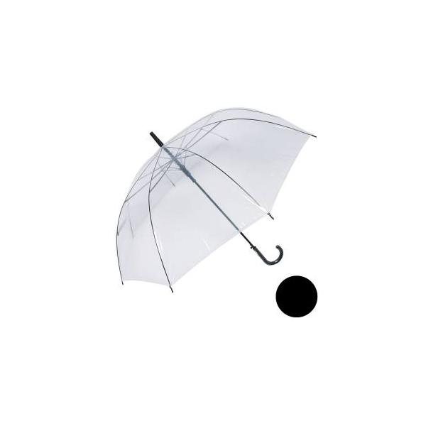 【取寄品 出荷：約5−9日 土日祝除く】使いやすい透明ビニール傘のパーツを黒で統一してオシャレ感をプラスしました