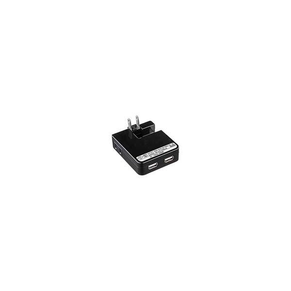 USB充電タップ型ACアダプタ（出力2.1A×2ポート）ブラック ACA-IP25BK