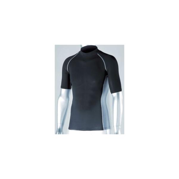 【メール便選択可】おたふく JW-624 冷感 消臭 パワーストレッチ 半袖 ハイネック 黒 Mサイズ