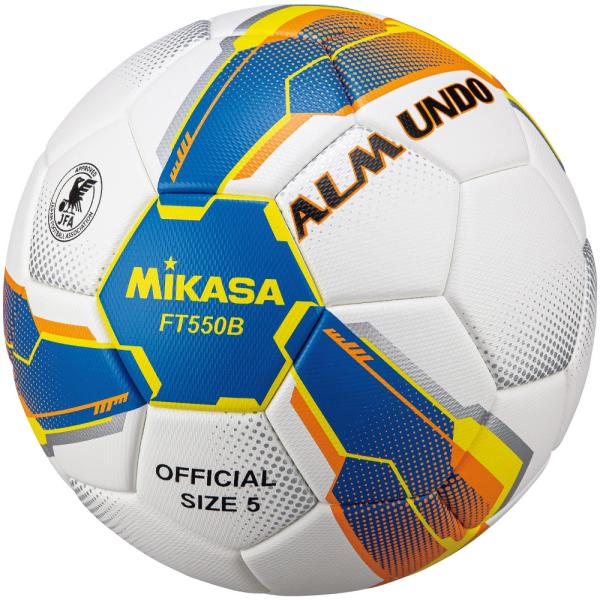 【送料無料】ミカサ サッカー５号貼り 検定球 青／黄 ＦＴ５５０Ｂ−ＢＬＹ MIKASA FT550BBLY