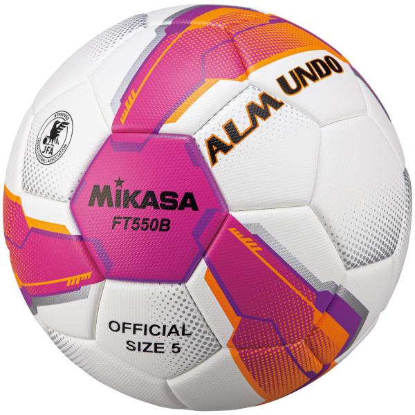 ミカサ サッカー５号貼り 検定球 ピンク／紫 ＦＴ５５０Ｂ−ＰＶ MIKASA FT550BPV