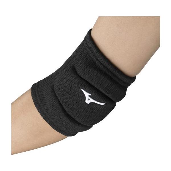他サイト： 【送料２９０円】ミズノ 肘サポーター(パッド有／1個入り)(バレーボール)（ユニセックス） ブラック×ホワイト Mizuno V2MYA10009の商品画像