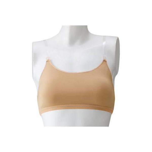 伸縮、吸水・速乾性に富んだスポーツアンダーウエア素材を使用。激しい動きにもフィットするのでたるみにくく、素肌感覚で着用いただけます。クリアストラップ・カップポケット付き。[商品詳細]●生地：プログレスキン（ポリエステル８５％、ポリウレタン１...