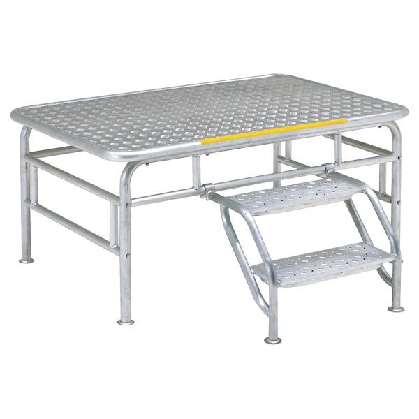 安全重視のコーナーカット仕上、ステップ２台付なので、表彰台としても便利です。丸パイプ、コーナーカットのスタンダードタイプ、ステップはボルト固定式で取付簡単、設置位置もお好みにより調節できます。[商品詳細]●サイズ：幅１８０×奥行１２０×高さ...