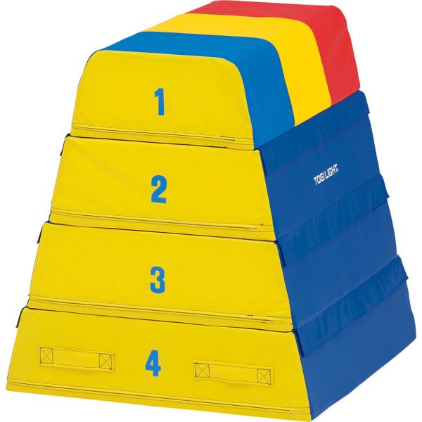 「こわい」を小さく、「やってみたい！」を大きくするソフト跳び箱。安定感にもこだわった低重心設計です。[商品詳細]●素材：外被／ターポリン、頭部／エステル防水帆布、芯材（１〜３段目）／半硬質ウレタン、４段目／合成スポンジ●サイズ：下幅７５（上...