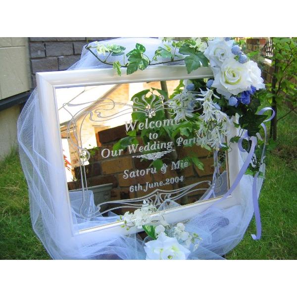 ウェルカムボード ミラー WM1-04-M : 表札AKIグラスショップ