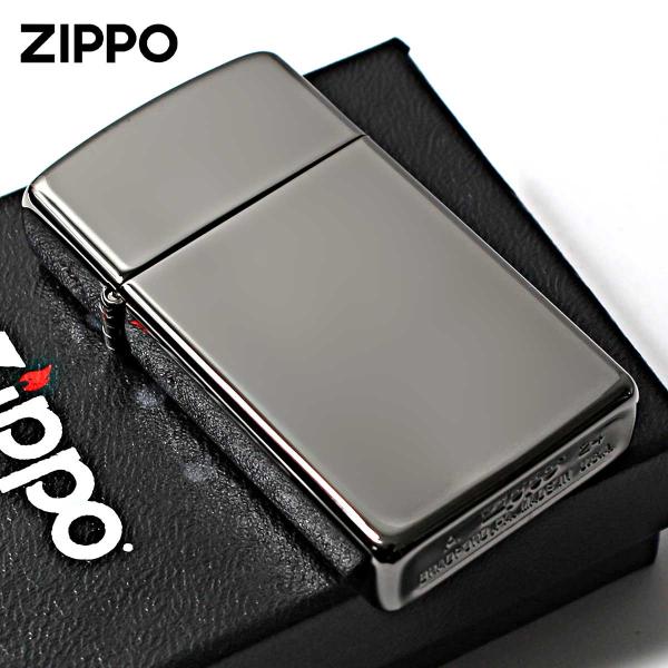 Zippo ジッポライター スリム 無地 淡い黒 鏡面 ブラックアイス SLIM Black Ice PVDコーティング No.20492 メール便専用商品
