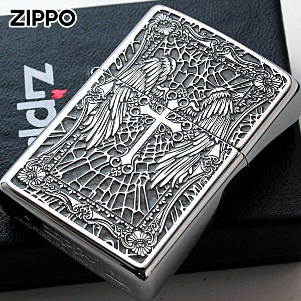 Zippo ジッポライター クロス Cross 十字架 グレー ＃200 メタルプレート 両面加工 ニッケルメッキ 2MPP-Cross GY メール便専用商品