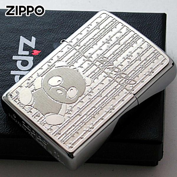 Zippo ジッポライター パンダ シルバー #200 メタルプレート 2MP-パンダ メール便専用商品