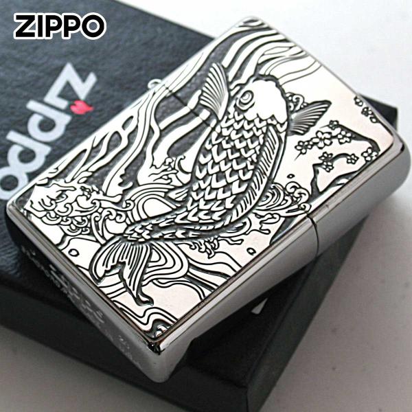 Zippo ジッポライター 鯉 カープ グレー #200 メタルプレート 2MPP-Carp GY メール便専用商品