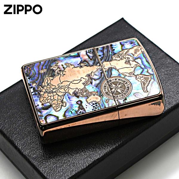 Zippo ジッポライター アーマー シェル 貝 地図 ワールドマップ ARMOR SHELL WORLD MAP カッパーいぶし CO メール便専用商品