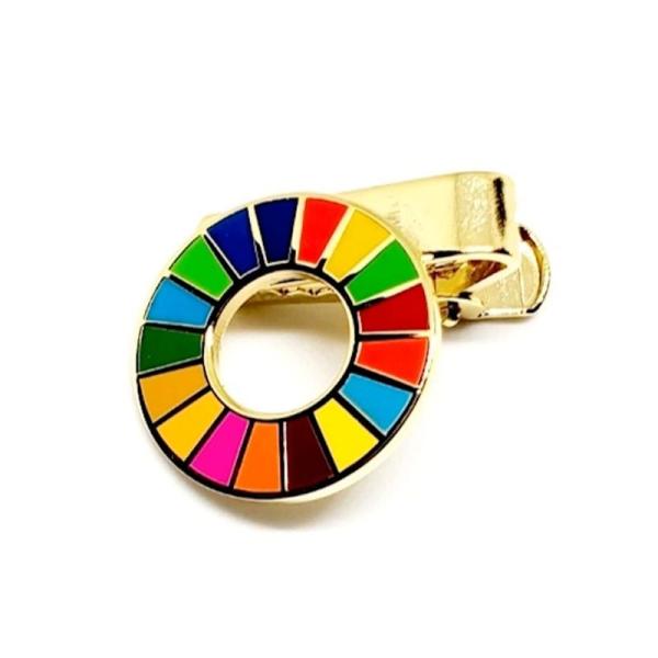 SDGsクリップ式小さめ20mmSDGs バッジ（1個）生地が痛まない挟むタイプ ゴールド バッチ 七宝焼き 国連本部最新仕様 sdgs エ
