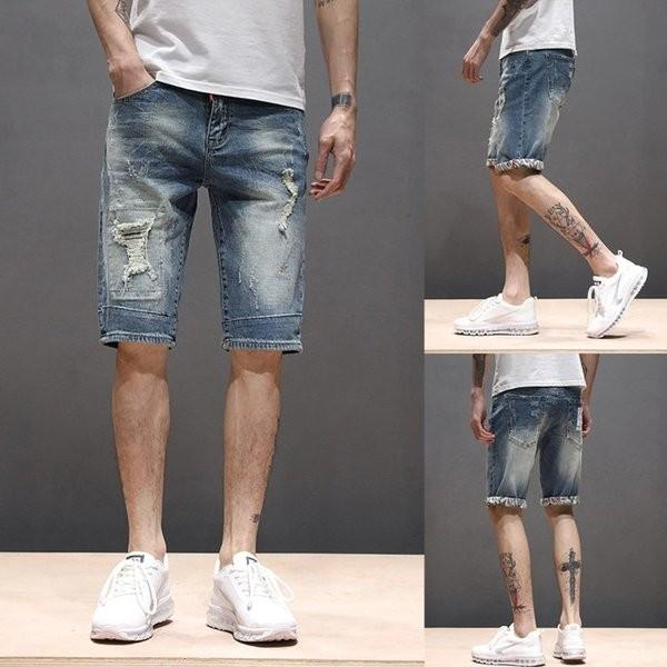 デニム ショートパンツ メンズ 5分丈 短パン ハーフパンツ Gパン ジーンズ ジーパン 半ズボン 半パン ダメージ 薄手 008 Akf 316 Inotenka 通販 Yahoo ショッピング