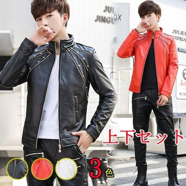 革ジャン メンズ 上下セット レザージャケット レザーパンツ ライダース セットアップ 皮パン 皮コート バイクウエア おしゃれ スリム 008 Mhzy 111 Inotenka 通販 Yahoo ショッピング