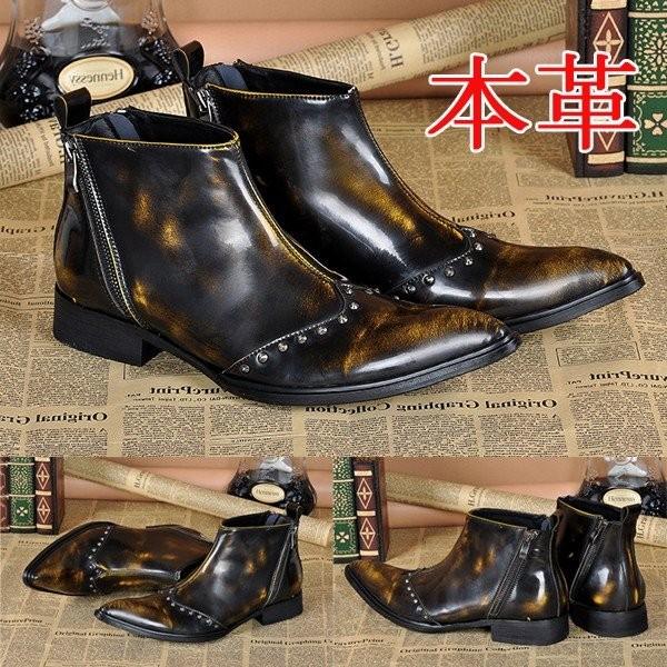ショートブーツ メンズ 本革 短靴 革靴 レザーシューズ 紳士靴 ポインテッドトゥ ハイカット サイドジップ おしゃれ イギリス風 008 Slmy X05 Inotenka 通販 Yahoo ショッピング