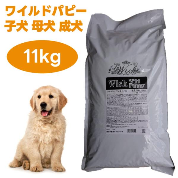 WISH ウィッシュ ワイルドパピー ヤギミルク入 11kg ドッグフード 犬 餌 大袋 猪肉 イノシシ  仔犬 活動犬 妊娠 授乳犬 母犬