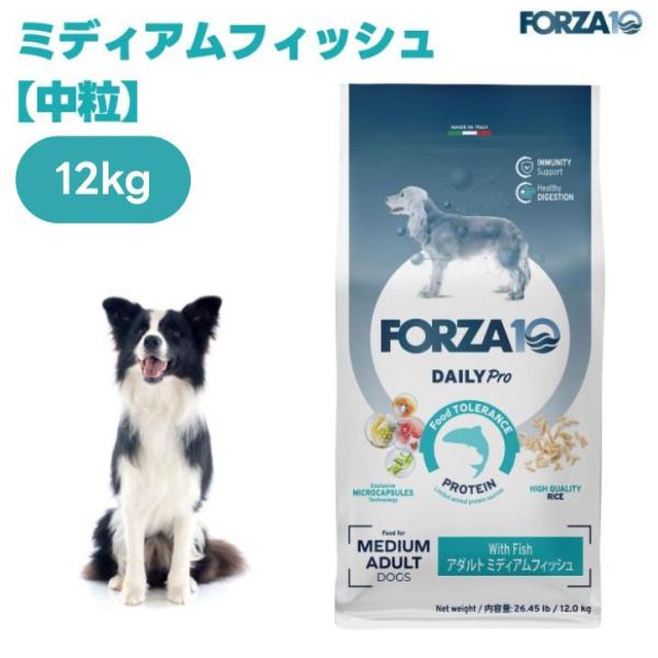 FORZA10 デイリープロ アダルトミディアム フィッシュ中粒 12kg ドッグフード 犬 餌 成犬 アレルギーケア   フォルツァ10