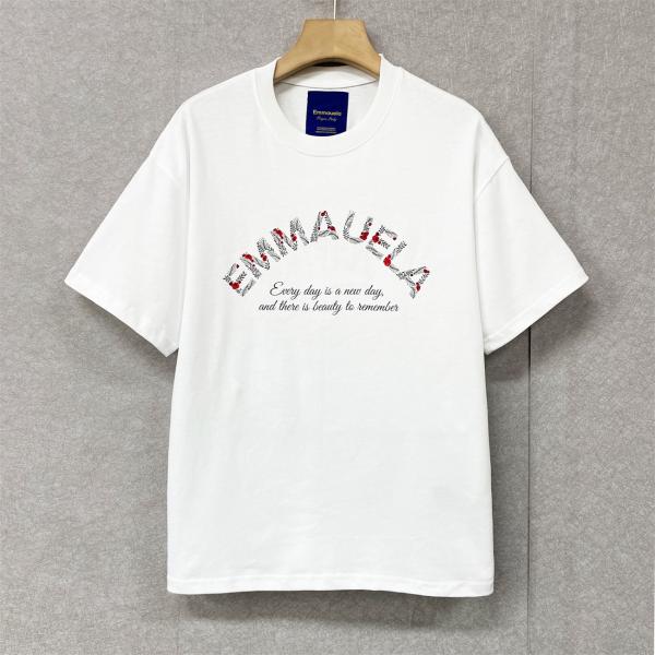 20%OFF 半袖 Tシャツ EU製 Emmauela イタリア ミラノ発 コットン100％ 速乾 吸汗 バラ ロゴ カットソー スウェット 個性 おしゃれ 定番 男女兼用 日常
