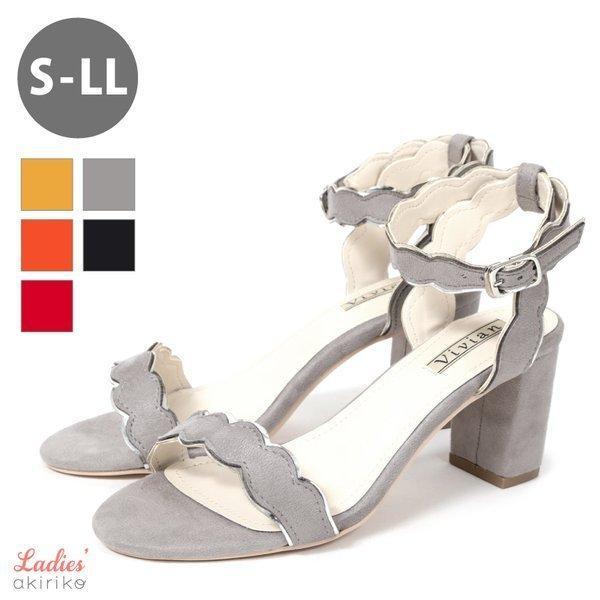 サンダル スエード調 チャンキーヒール ストラップ 太ヒール