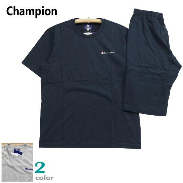 パジャマ Ｍサイズ メンズ 半袖 半ズボン Champion グンゼ 綿100％ 天竺ニット 丸首 紳士 ナイトウエア 夏