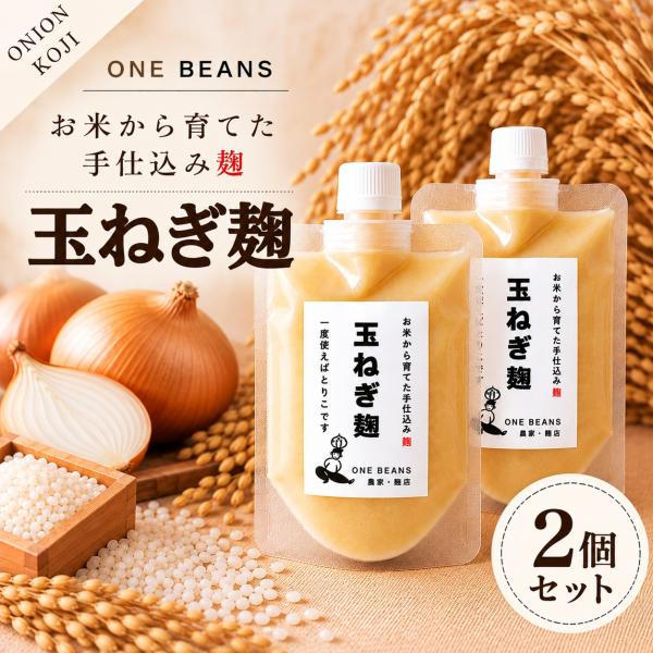 玉ねぎ麹 国産 米麹使用 無添加 発酵調味料 万能調味料 玉ねぎこうじ ONE BEANS 180g 2個