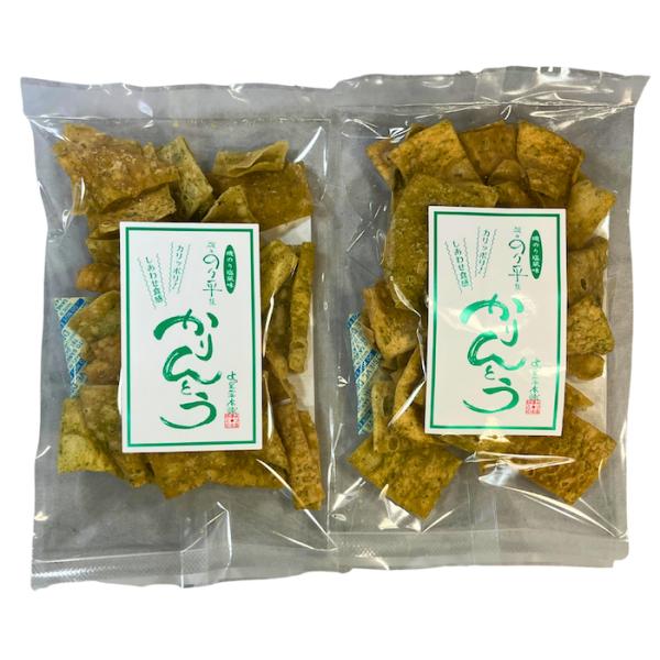 稲庭うどん職人が極限まで薄く伸ばして高温で「カリっと！サクッと！」飽きない味で揚げたかりんとうです国内産のあおさをたっぷり使用し、塩味と甘みが絶妙にバランスし、噛めば噛むほど磯の風味が感じられ男性でも一袋ペロリといけちゃう絶妙な味付けと食感...