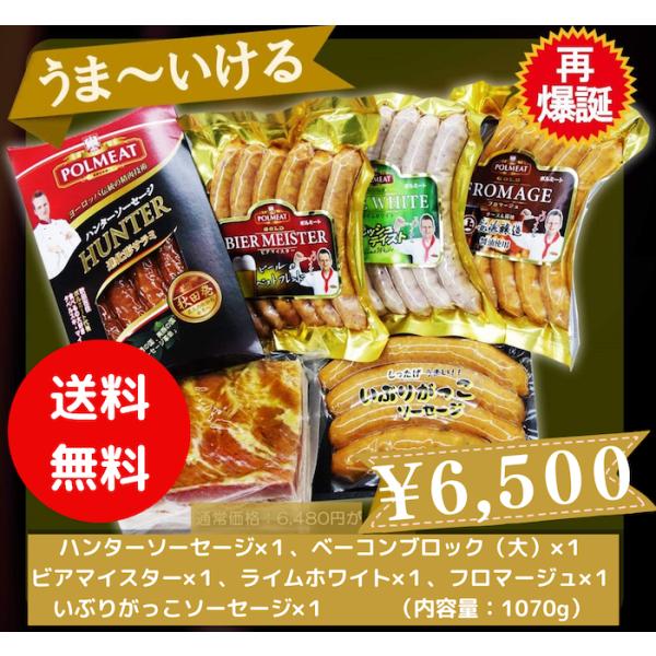 送料無料 ポ−ランド人が作る ポルミート 手作りソーセージ うま〜いけるセット