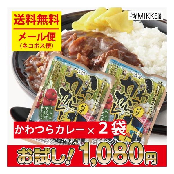 かわつらカレー２袋入 送料無料 ネコポス  ポイント消化 お試し 食品 秋田 湯沢 川連